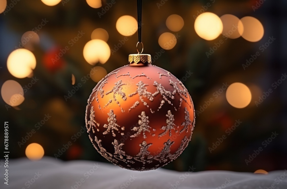 christmas bauble on the tree, in the style of unreal engine christmas bauble on the tree, in the style of unreal engine