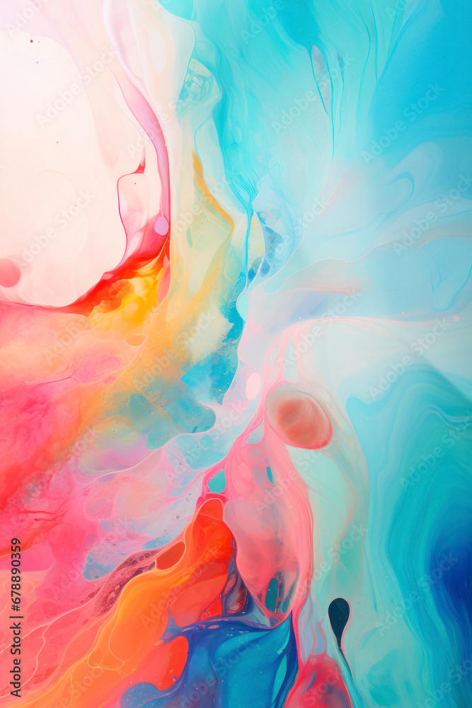 Fototapeta premium Vertical Creative digital picture of liquid paint splash with colors and frozen moment
