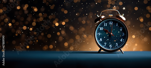 Analogue clock striking midnight symbolizing new beginnings and fresh yearly plans  photo