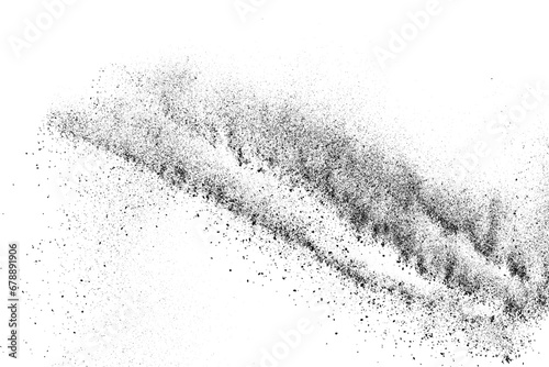 Distressed black texture. Dark grainy texture on white background. Dust overlay textured. Grain noise particles. Rusted white effect. Grunge design elements. Vector illustration.