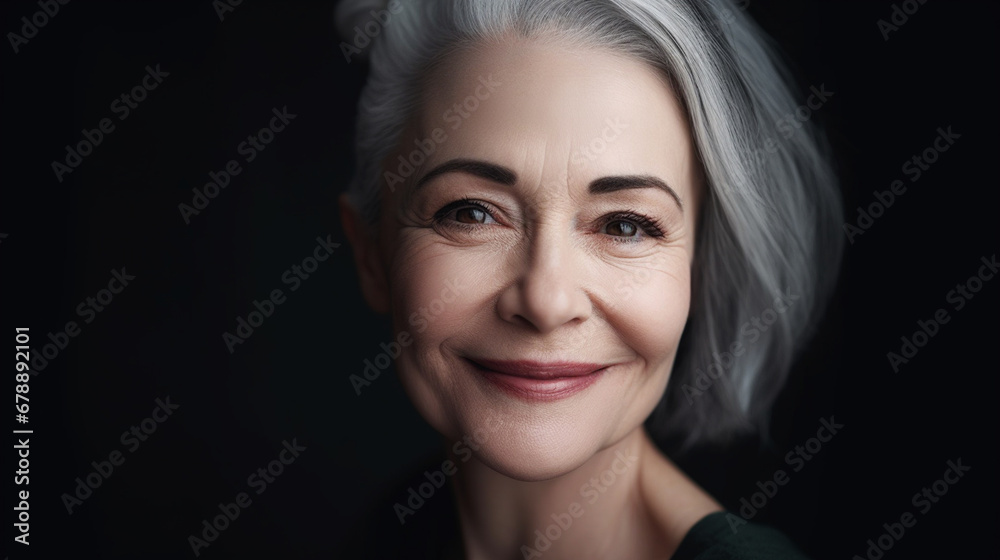 Adult woman with smooth healthy face skin