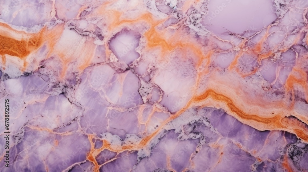 Fototapeta premium Lavender Marble with Fire Opal Horizontal Background. Abstract stone texture backdrop. Bright natural material Surface. AI Generated Photorealistic Illustration.