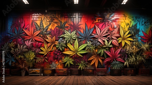 Cannabis leaf graffiti photo .UHD wallpaper