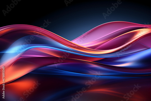 Abstract colorful neon glowing light background. AI generative