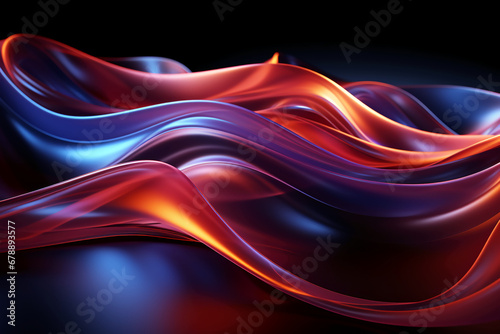 Abstract colorful neon glowing light background. AI generative