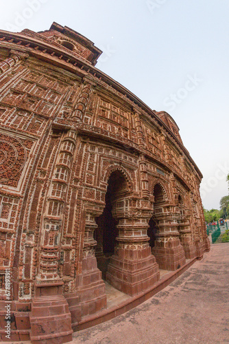 historic Shyam Rai temple also known as Pancha Ratna Temple in Bishnupur established in 1643 AD is a famous tourist destination photo