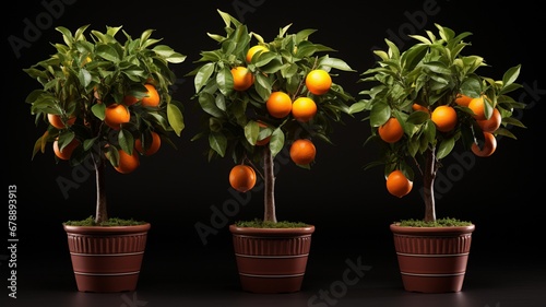 Pot small orange fruit trees high resolution Ai generated art