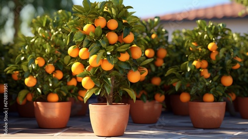 Pot small orange fruit trees high resolution Ai generated Pictures