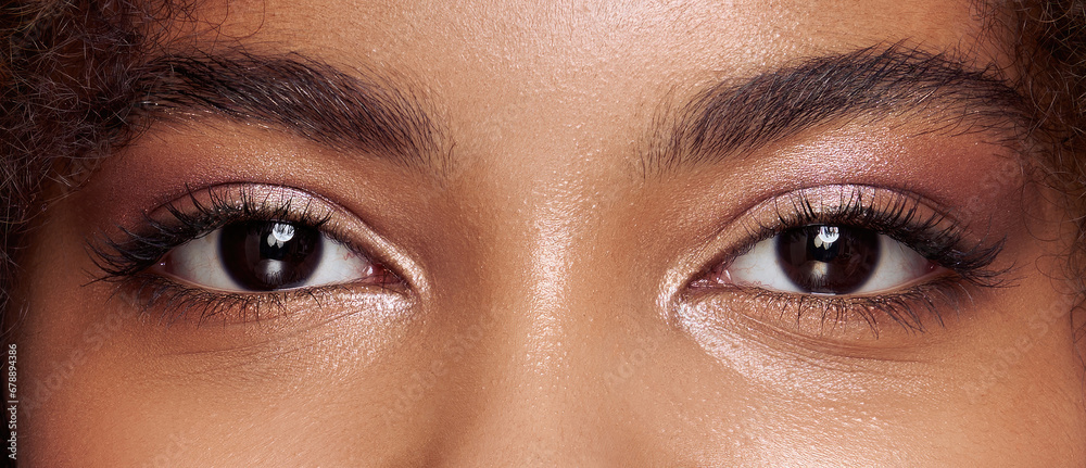 Female Eye with Extreme Long False Eyelashes. Eyelash Extensions. Makeup, Cosmetics, Beauty. Close up, Macro - obrazy, fototapety, plakaty 
