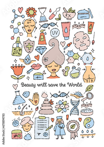 Cosmetology health and Skin care. Concept art for your design. Vertical card ...