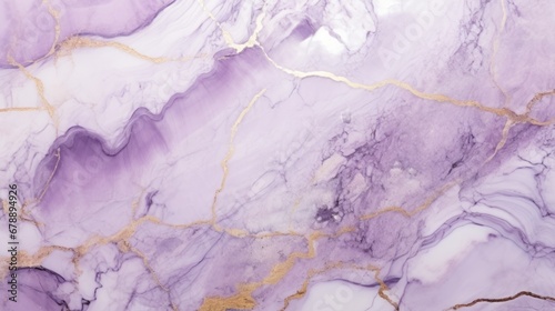 Lavender Marble with Golden Veins Horizontal Background. Abstract stone texture backdrop. Bright natural material Surface. AI Generated Photorealistic Illustration.