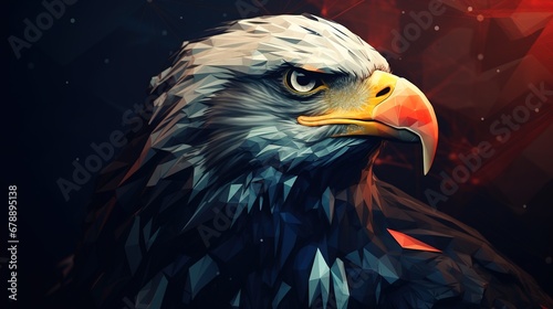 American Bald Eagle Made of Polygon Shapes