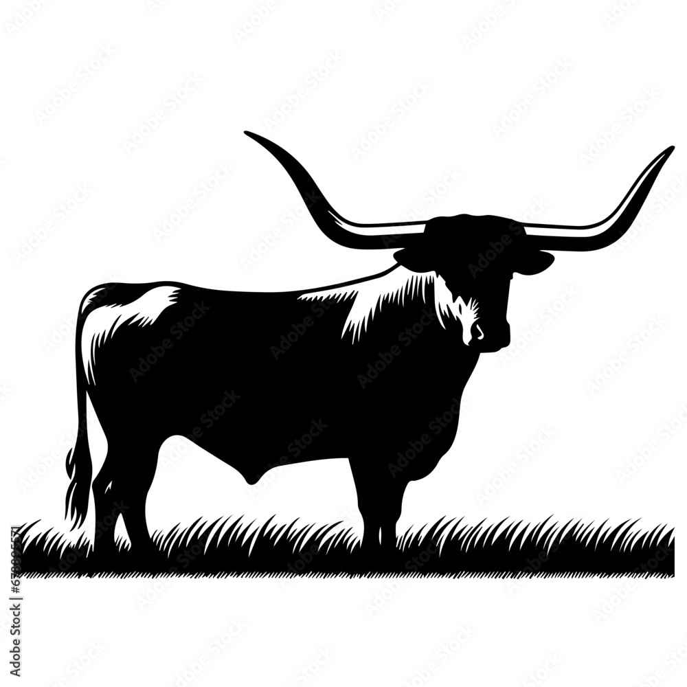 Texas Longhorn Vector Logo Art - obrazy, fototapety, plakaty 