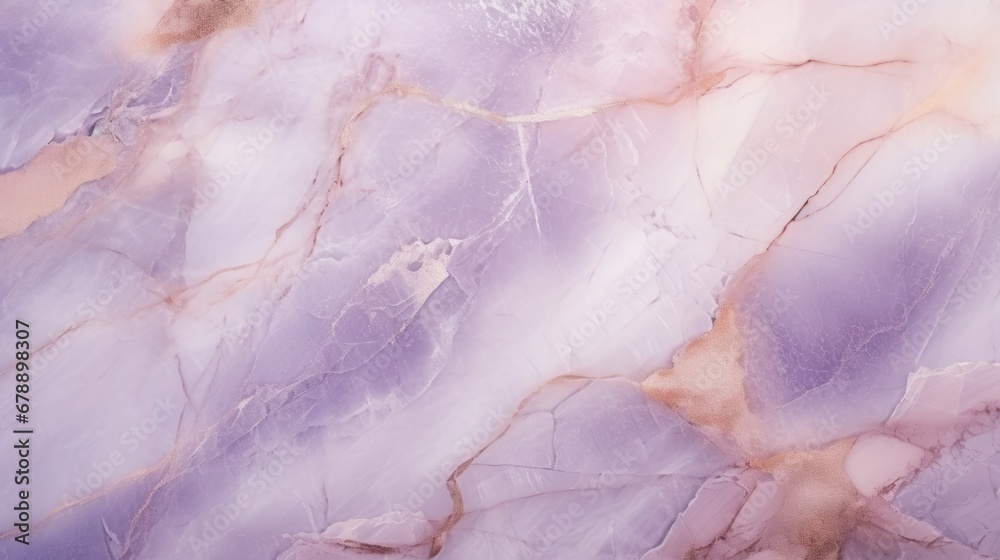 Lavender Marble with Rose Gold Horizontal Background. Abstract stone texture backdrop. Bright natural material Surface. AI Generated Photorealistic Illustration.