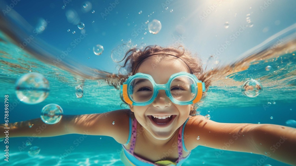 child swimming underwater