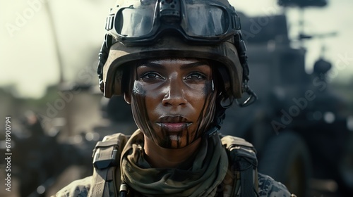 Female African American Soldier in Military Uniform © Asad
