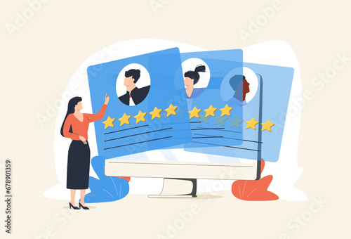 Recruitment agency, hiring employees. Hr manager selects the best candidate for job vacancy. CV, resume analysis. HR