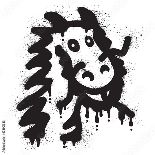 Dragon head graffiti with black spray paint