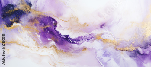 White, Purple and Gold Veins Marble Texture Background Banner photo
