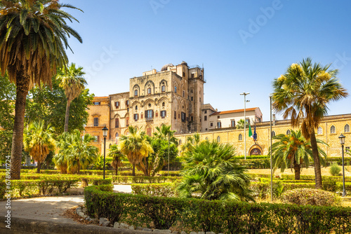 Bild auf Leinwand The Palazzo dei Normanni - Royal Palace of Palermo, landmark and tourist attraction in capital of Sicily, Italy, Europe