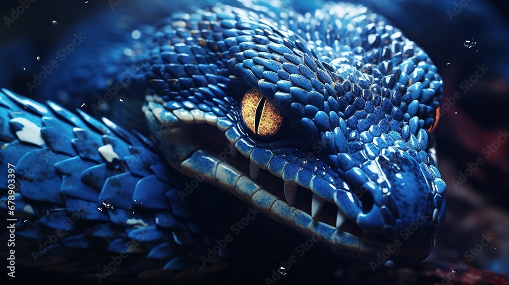 Fototapeta premium Dangerous Viper Snake: Blue Insulari View