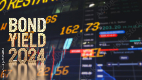The Gold text Bond Yield on chart background for Business concept 3d rendering.