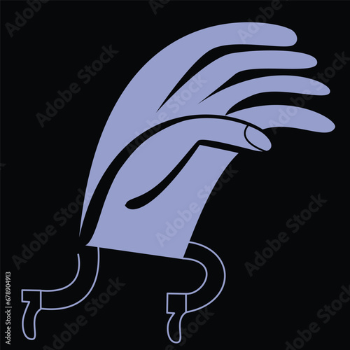 Hand drawing linear art or sketch. Hand, wrist or palm gesture. Hand characters. Vector isolated on white background  
