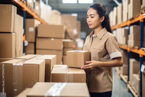 Warehouse staff packing goods for shipping order dispatch