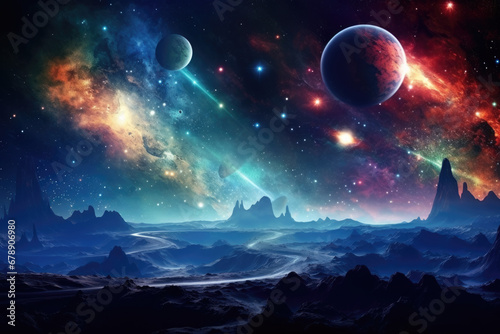 Fantasy space sky with beautiful stars and galaxies