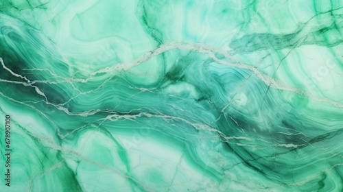 Mint Marble with Emerald Horizontal Background. Abstract stone texture backdrop. Bright natural material Surface. AI Generated Photorealistic Illustration.