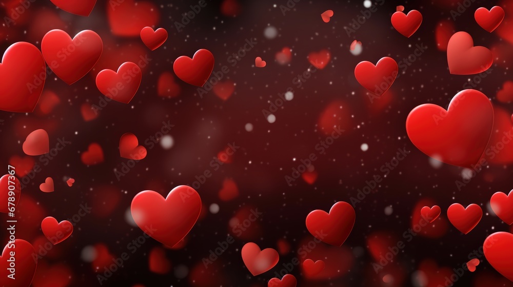 Romantic Background with Bright Red Hearts