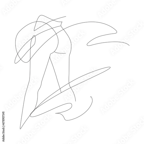Ballet line art of female legs. Silhouette of woman dancing feet Pointe shoes sign. Ballet shoes vector symbol in contemporary one line style