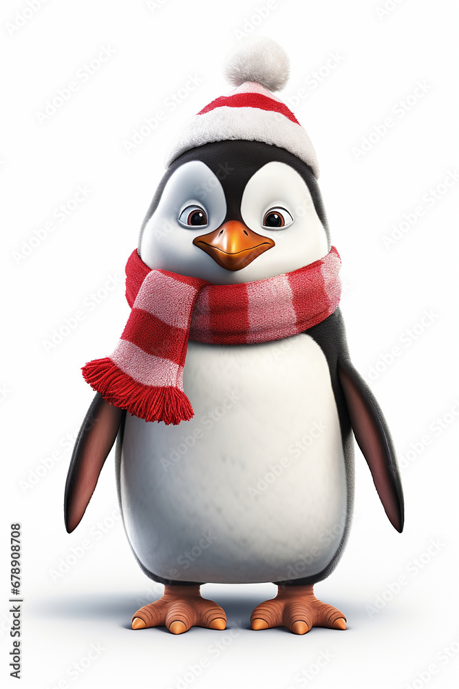 Fototapeta premium A cute cartoon Christmas penguin