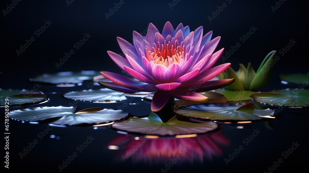 Water Lily On A Dark Background