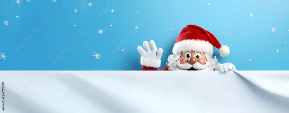Santa Claus in a red hat and scarf on a white background. Santa Claus is hiding behind paper. Banner. Copy smpys. Advertising. Generated AI. Photoshop has been improved. Santa Claus in a red hat and scarf on a white background. Santa Claus is hiding behind paper. Banner. Copy smpys. Advertising. Generated AI. Photoshop has been improved.