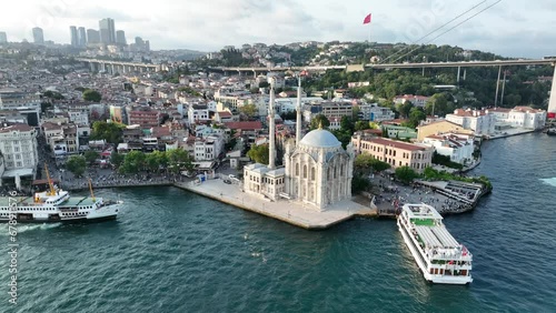 Istanbul, Turkey. Istanbul Canal, Grand Mecidiye Mosque, Bosphoros canal photo