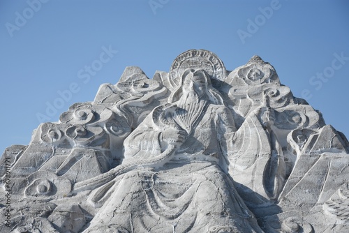 Stunning salt sculpture at the Chaka salt lake geopark, Qinghai province, China photo