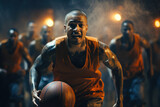 A prison basketball game where inmates compete in a sports league, emphasizing teamwork and sportsmanship. Concept of sports programs in corrections. Generative Ai.