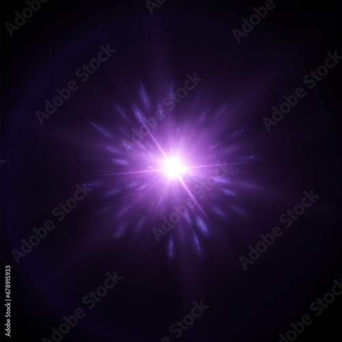 Bright blue light effect with beams and highlights shine bokeh effect and light for vector illustration. 