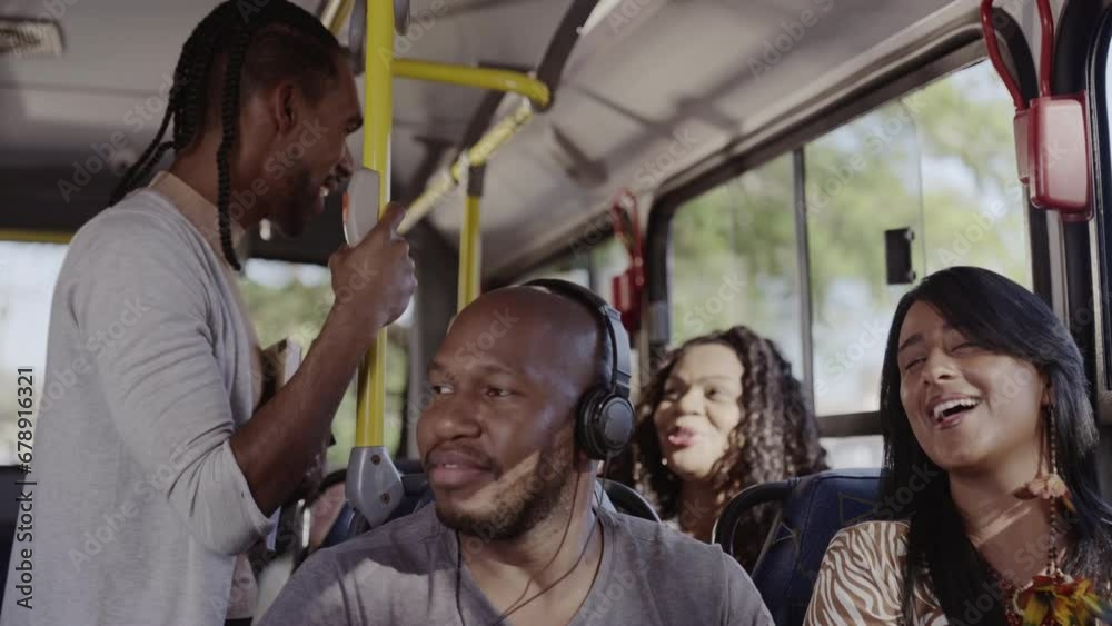 People talking on the bus ride. Cinematic 4k.