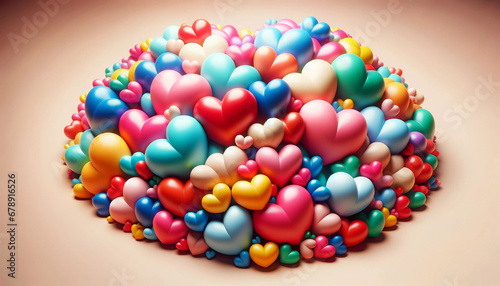 heart colorful balls in a circle