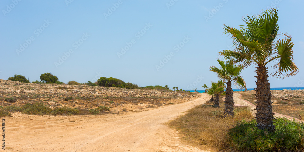 Cyprus landscape in ayia napa for banner background