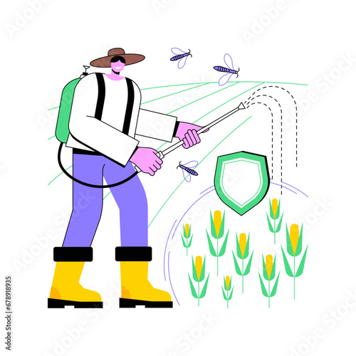 Insecticides isolated cartoon vector illustrations. Young farmer kills insects using pesticides, agribusiness industry, agricultural input sector, countryside lifestyle vector cartoon.