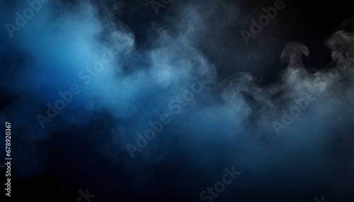 Blue and black smoke on a dark background photo