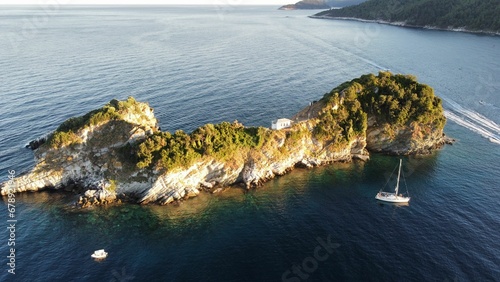 Island in the middle of sea in Greece