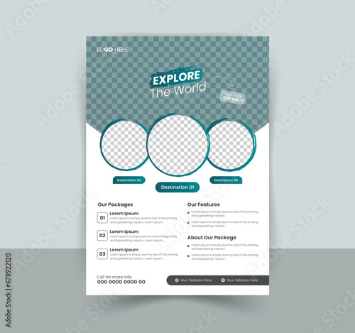 Minimal and simple travel flyer template / leaflet design.