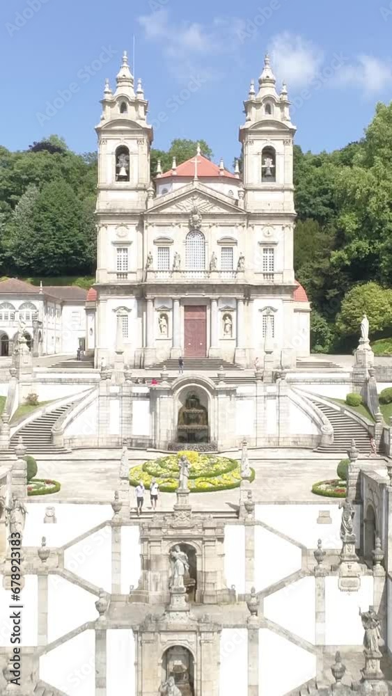 Vertical Video of Bom Jesus do Monte Sanctuary in Braga, Northern Portugal Aerial Vertical Video of Bom Jesus do Monte Sanctuary in Braga, Northern Portugal Aerial