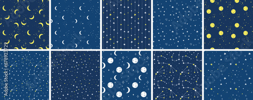 Christmas stars set. Night stars background