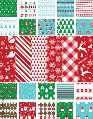 Christmas pattern set. Christmas background collection. Christmas illustration