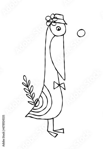 Funny pelican character isolated on white for your design. Colouring page